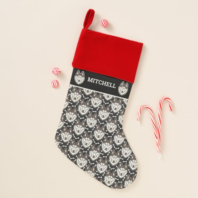 Loyal Siberian Husky Arctic Sled Dog Pet Puppy Christmas Stocking (Front)