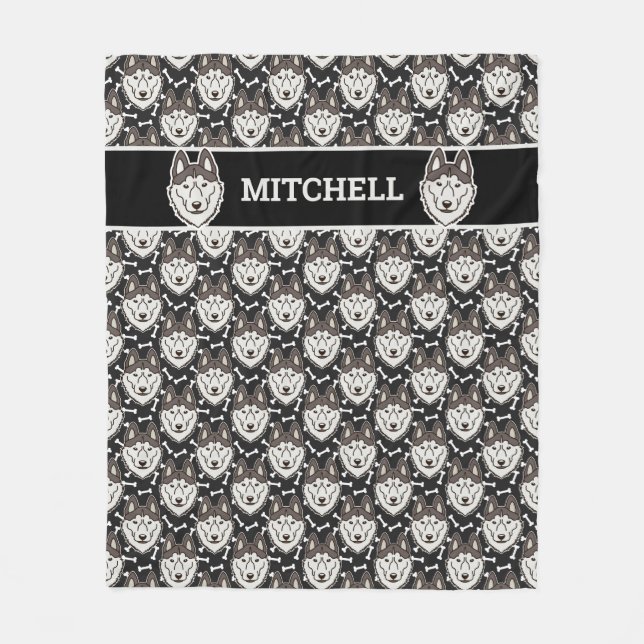 Loyal Siberian Husky Arctic Sled Dog Pet Puppy Fleece Blanket (Front)