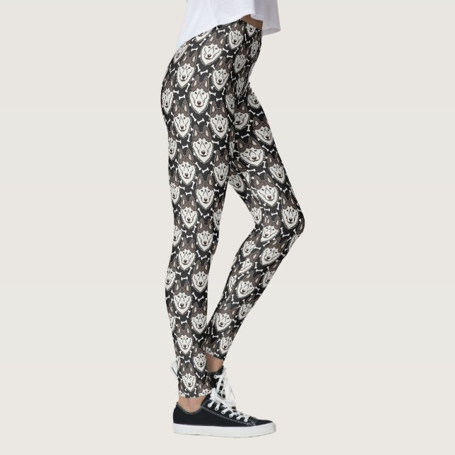 Loyal Siberian Husky Arctic Sled Dog Pet Puppy Leggings (Right)