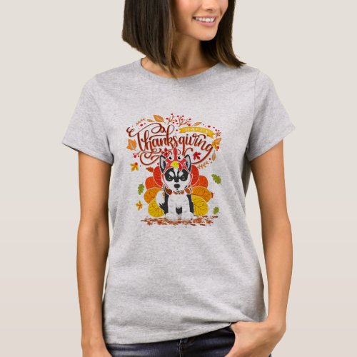 Loyal Siberian Husky Turkey Dog Happy T_Shirt
