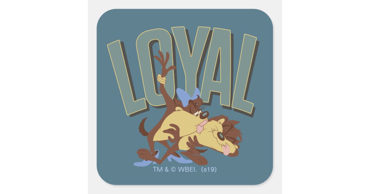 Loyal Tasmanian She-Devil & TAZ™ Square Sticker | Zazzle