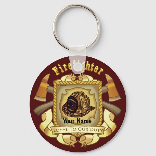 Loyal To Duty Shield firefighter keychains (Front)