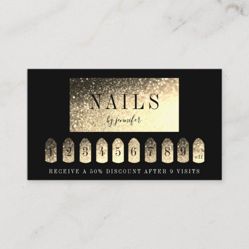 Loyalitt 9 Nails Artist Elegant Gold Business Card