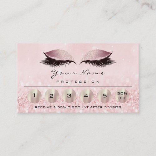 Loyality 6 Makeup Eyebrow Eyes Lashes Rose Gold Business Card