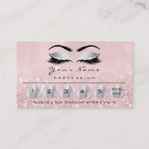 Loyality 6 Makeup Eyebrow Eyes Lashes Rose Silver Business Card