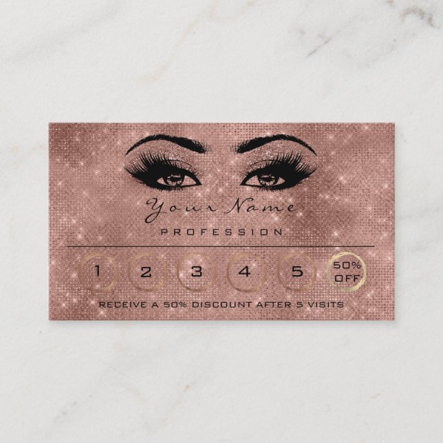 Loyality 6 Makeup Eyebrow Eyes Lashes Rose Spark Business Card (Front)