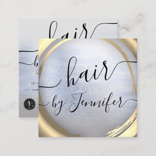 Loyality   6 Punches Hair Lash Makeup Gold Blue Square Business Card