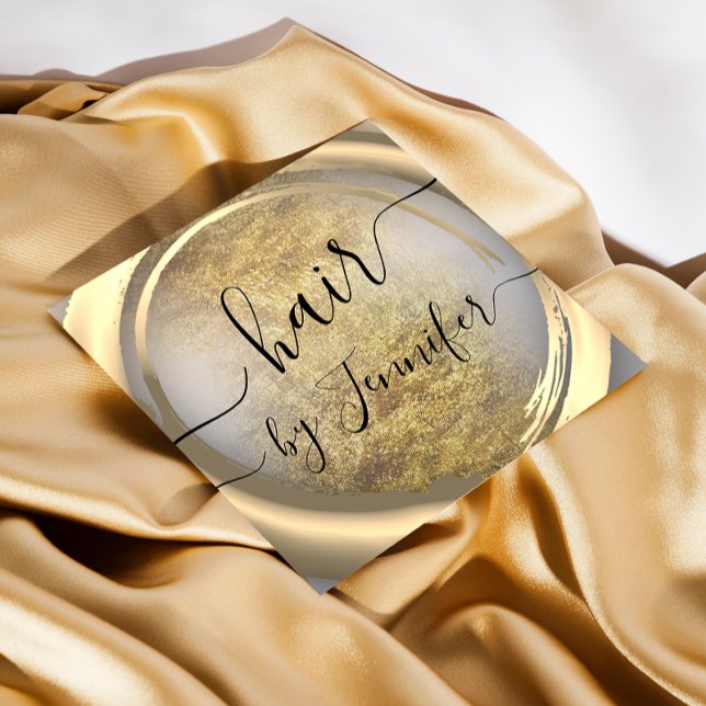 Loyality   6 Punches Hair Lash Makeup Gold Gray Square Business Card (Creator Uploaded)