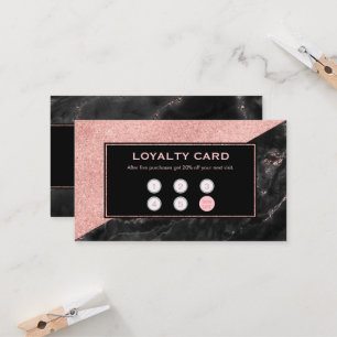 Loyality Card Rose Gold Marble Beauty Salon Custom