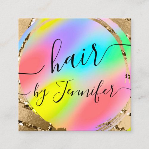 Loyality  Drips 6 Punches Hair Lash Makeup Rainbow Square Business Card