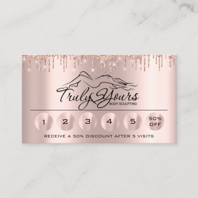 Loyaliy 6 Body Sclupting Drips  Rose Logo Business Card (Front)