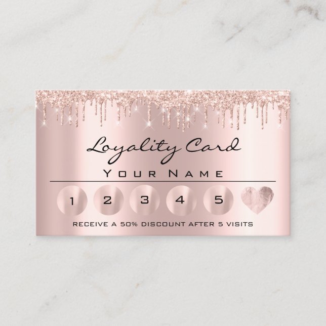 Loyaliy 6 Esthetician MAKEUP Rose Pink Heart Lash Business Card (Front)