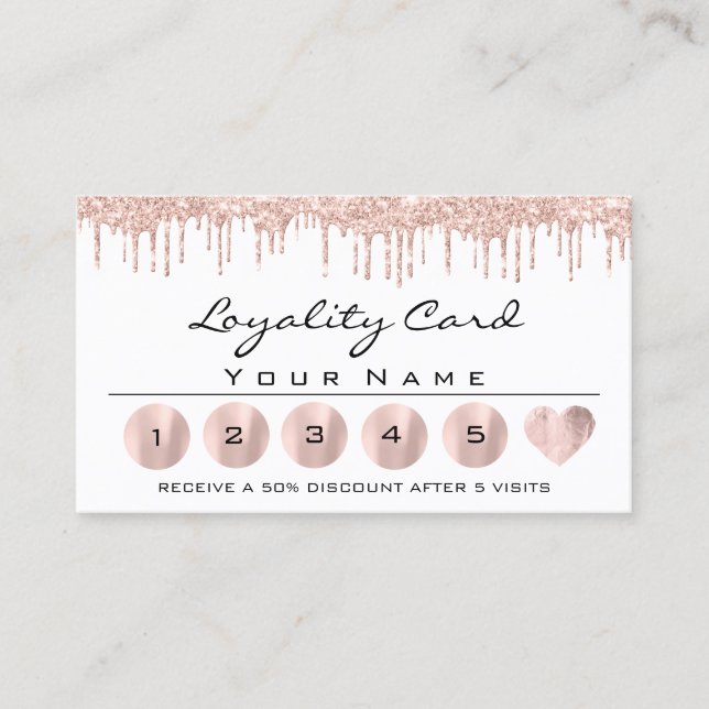 Loyaliy 6 Esthetician MAKEUP Rose White Heart Lash Business Card (Front)