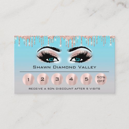 Loyaliy 6 Makeup Esthetician Eyelash Pink Blue Business Card
