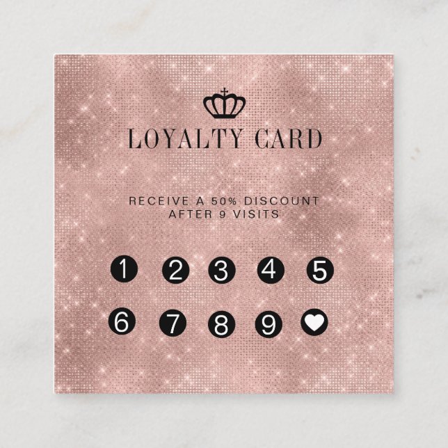 Loyalty 10 Nails Lashes Glitter  Square Business Card (Back)