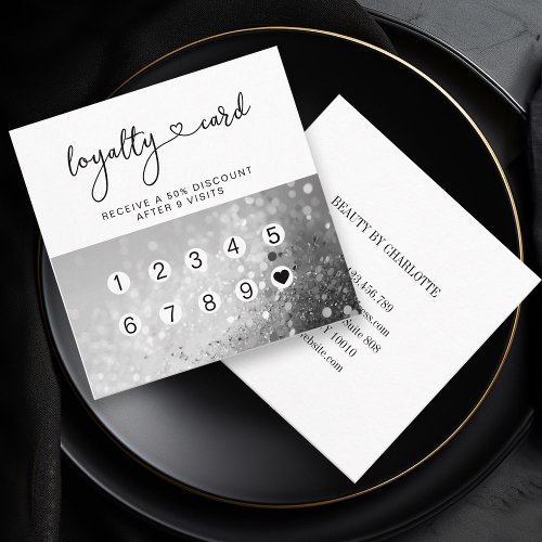 Loyalty 10 Nails Lashes Glitter Square Business Card