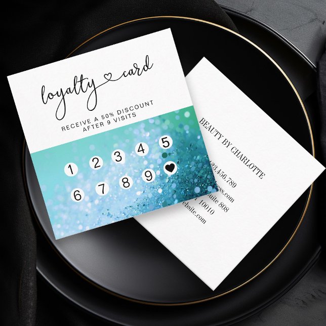 Loyalty 10 Nails Lashes Glitter Square Business Card (Creator Uploaded)