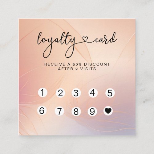 Loyalty 10 Nails Lashes  Marble Square Business Card