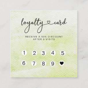 Loyalty 10 Nails Lashes  Watercolor Square Busines Square Business Card