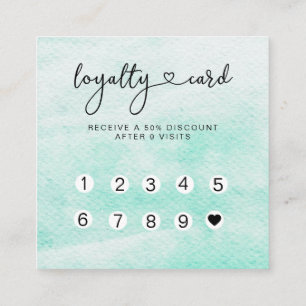 Loyalty 10 Nails Lashes Watercolor Square Business Card