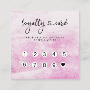 Loyalty 10 Nails Lashes Watercolor Square Business Card