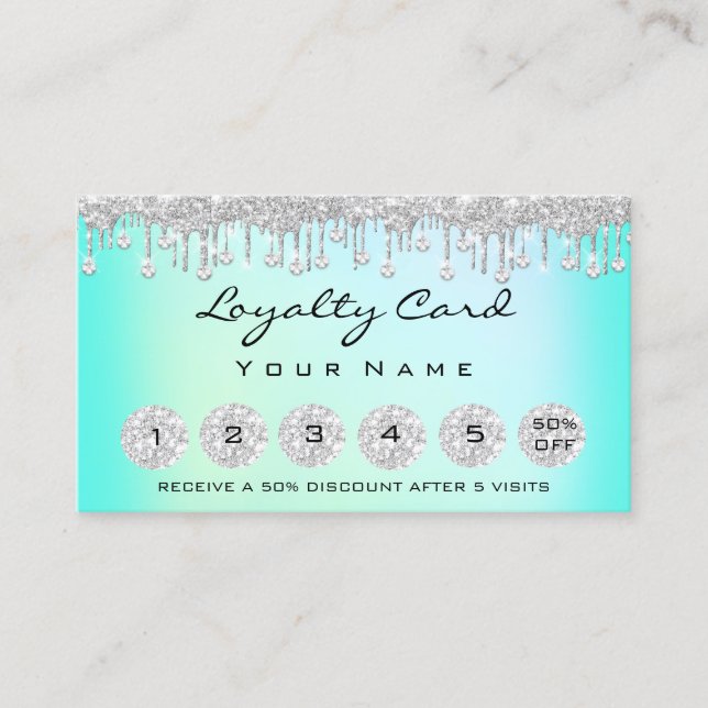 Loyalty 6 Makeup Esthetician Eyelash Diamond Mint Business Card (Front)