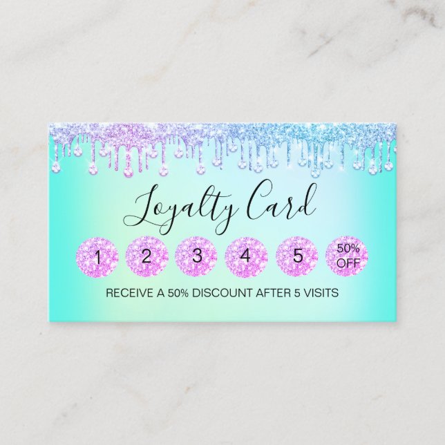 Loyalty 6 Makeup Esthetician Eyelash Pink  Drips Business Card (Front)