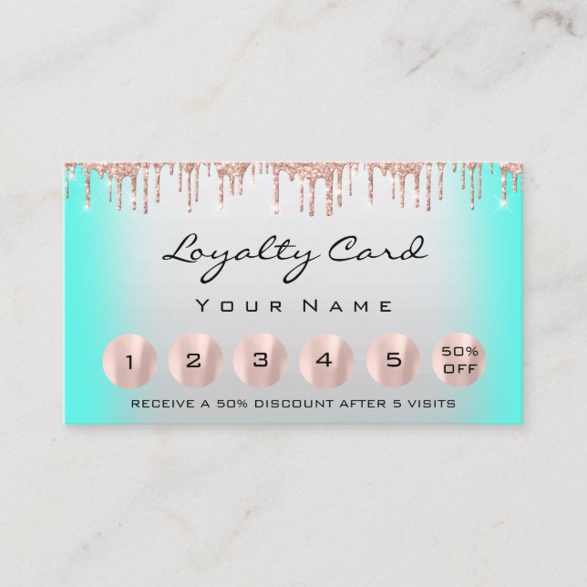 Loyalty 6 Makeup Esthetician Eyelash Rose Mint Business Card (Front)