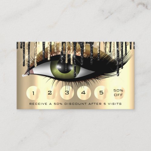 Loyalty  6 Makeup Makeup Eyelash Extension Gold Business Card