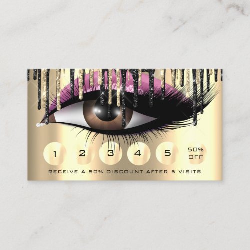 Loyalty  6 Makeup Makeup Eyelash Gold Pink Drips Business Card