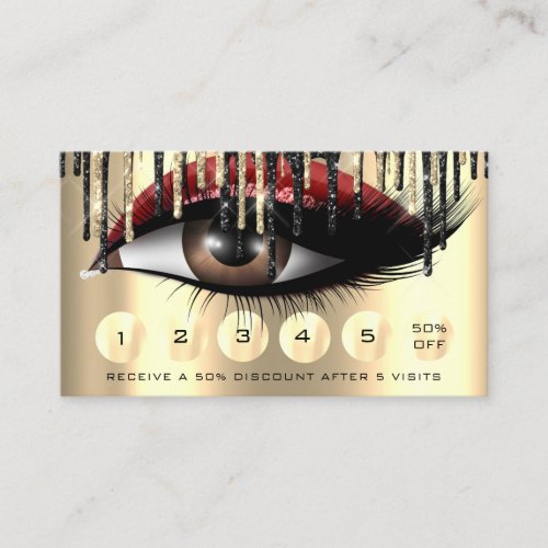 Loyalty  6 Makeup Makeup Eyelash Gold Red Drips Business Card