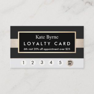  Loyalty 6 Visit Punch Gold and Black Stripe Card