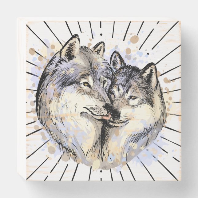 Loyalty and love in the wild (Wolf Love)  Wooden Box Sign (Front Horizontal)
