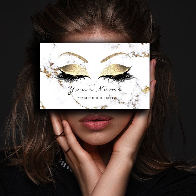 Loyalty Card 10 Makeup Lash Extension Marble Gold (Loyalty Card 10 Makeup Lash Extension Marble Gold)