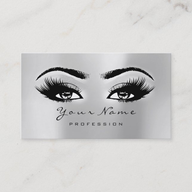 Loyalty Card 10 Makeup Lash Extension Silver Gray (Front)