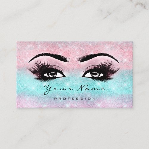 Loyalty Card 10 Makeup Lashes Extension Blue Pink