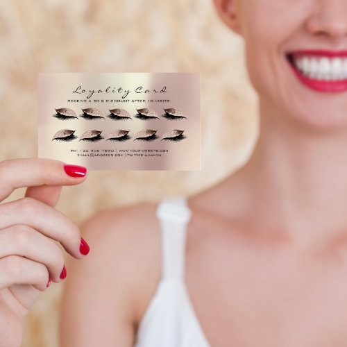 Loyalty Card 10 Makeup Lashes Extension Rose Gold