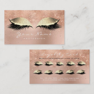 Loyalty Card 10 Makeup Lashes Pink Rose Gold Lux