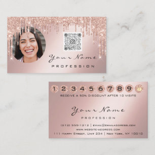 Loyalty Card 10 Punch Crown Rose QR Logo Photo