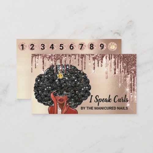  Loyalty Card 10 Punch Curly Hair Drips Rose