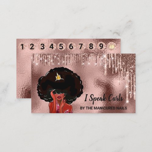  Loyalty Card 10 Punch Curly Hair Drips Rose Glam