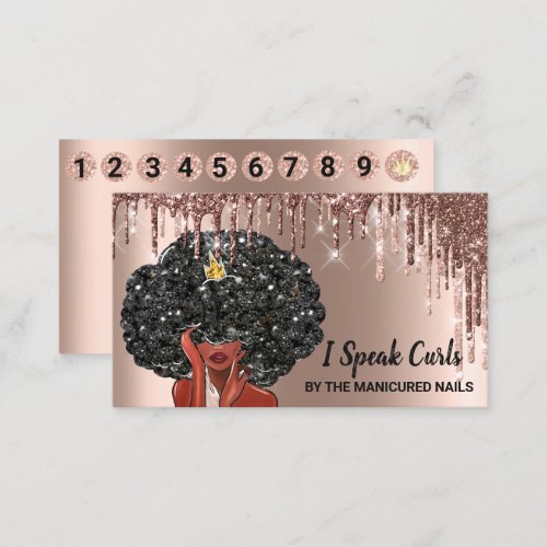  Loyalty Card 10 Punch Curly Hair Drips Rose Lux