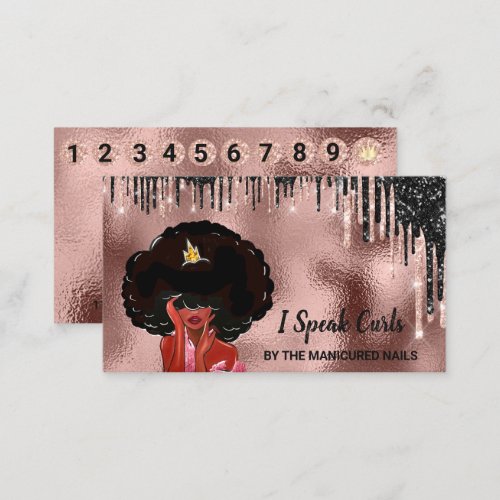  Loyalty Card 10 Punch Curly Hair Drips Rose VIP