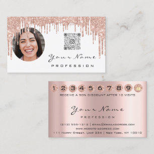 Loyalty Card 10 Punch Golden Crown Rose QR Photo