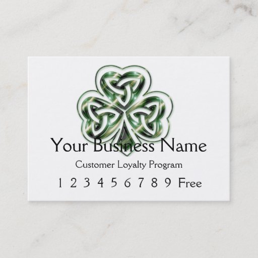 Customizable Loyalty Card 2 :: Celtic Shamrock Design 2 Business Card Templates