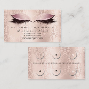Loyalty Card 6 Beauty Damask Lashe Studio SPA Pink