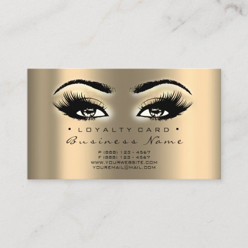 Loyalty Card 6 Beauty Lashes Gold Makeup Artist