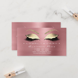 Loyalty Card 6 Beauty Lashes Rose Pink Gold Bean