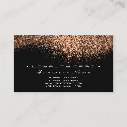 Loyalty Card 6 Beauty Salon Copper Black Glitter