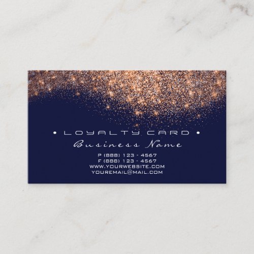 Loyalty Card 6 Beauty Salon Copper Navy Glitter